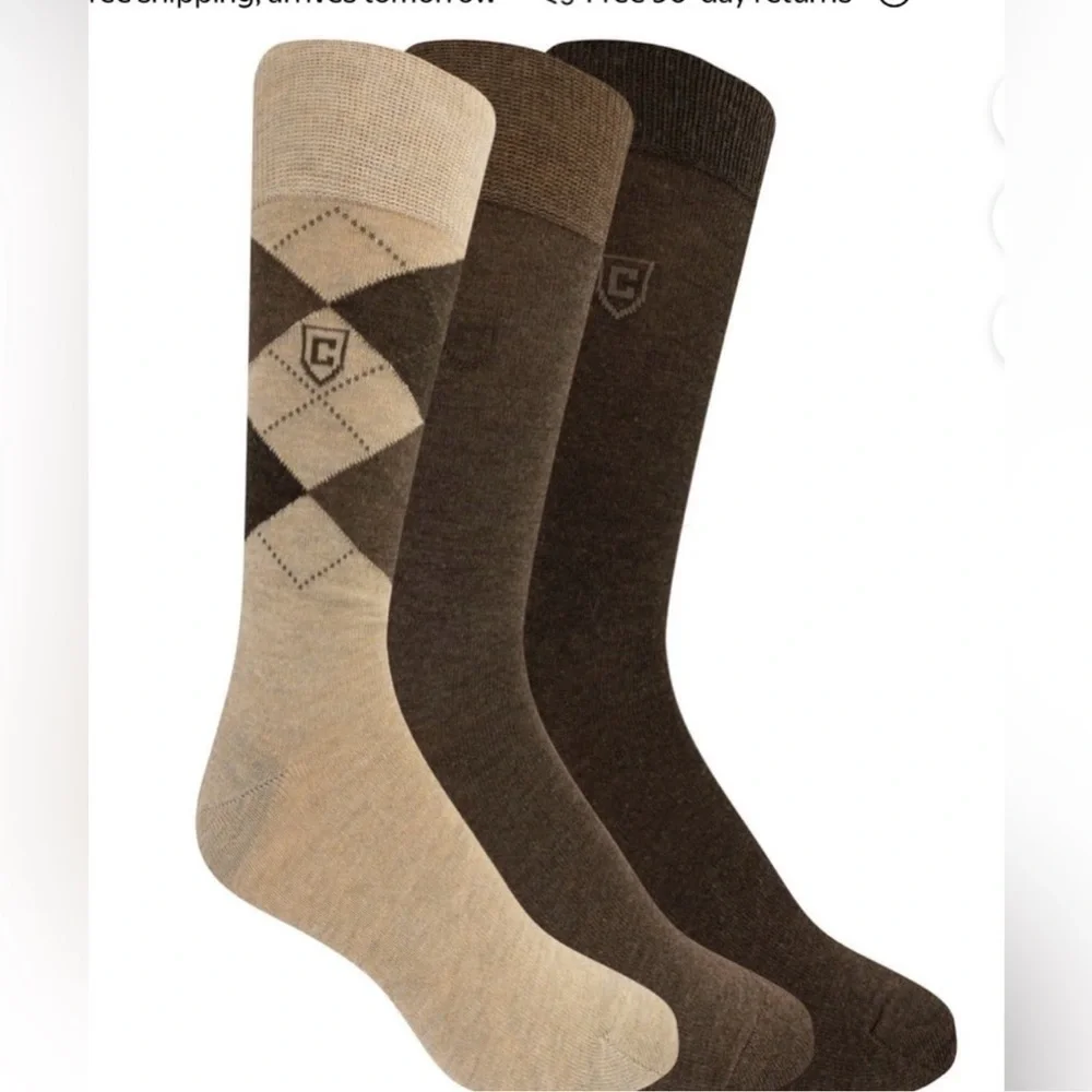 3 Chaps Classic Dress Argyle Crew Socks 3-Pair Pack Blue, Black, Brown